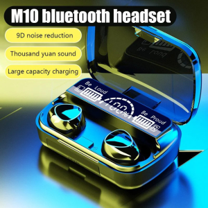 TWS M10 Wireless Bluetooth Earbuds – LED Power Display, HiFi Bass, Touch Control, Noise Reduction Mic, Long Battery Life