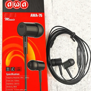 AWB-76 Handsfree โ Premium Stereo Sound, Built-in Mic, 3.5mm Jack, Comfortable Fit for Music & Calls