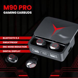M90 Pro Wireless Bluetooth Earbuds โ LED Power Display, Power Bank Case, Touch Control, Deep Bass, Noise Cancellation