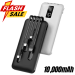 4-in-1 Power Bank โ 10000mAh Portable Charger with Built-in Cables & Fast Charging