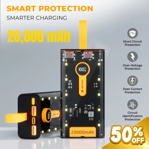 Bolt Power Bank B105 – 20000mAh 66W Fast Charging,Multi-Port Power Bank