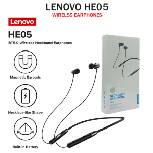 Lenovo HE05 Wireless Neckband Bluetooth Earphones – Deep Bass & Noise Resistant